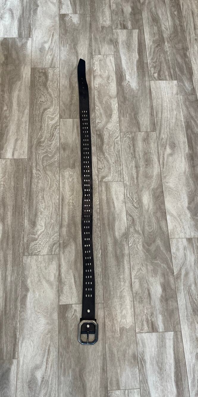 Belt Leather Waist 37-41 Black True Religion Studded Large Metal Buckle Unisex